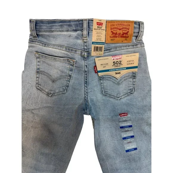 NWT Levis 502 Size 7 Boys Regular 31X30 Taper Fit Jeans 7 Reg Light Wash Denim - Picture 8 of 11